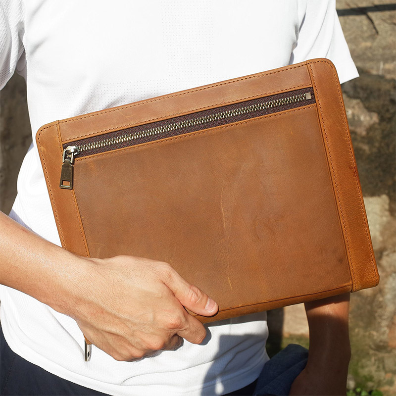 Cow Leather Zipper Portfolio O - Vintage Leather Journal Notebook review and price
